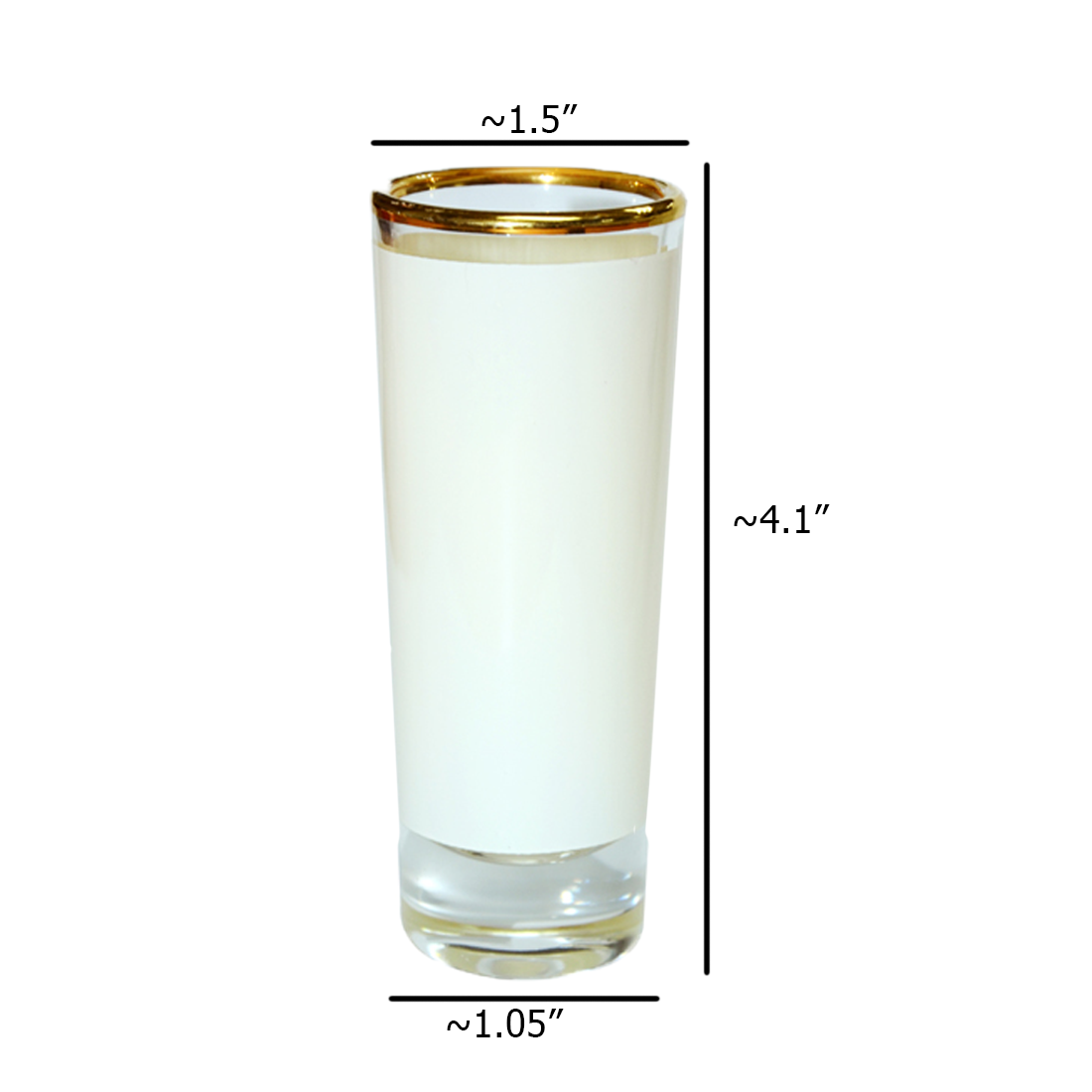 Pearl Coating™ 1.5oz Sublimation Shot Glass with Gold Rim - Pack of 12 - Joto Imaging Supplies Canada