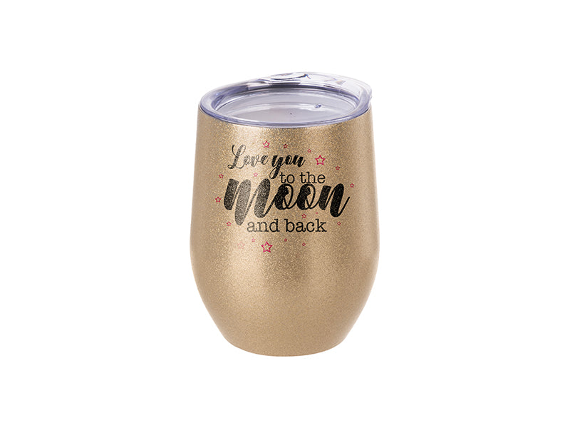 Pearl Coating™ 12oz Sublimation Stainless Steel Stemless Wine Cup with Lid Gold - Pack of 5 - Joto Imaging Supplies Canada