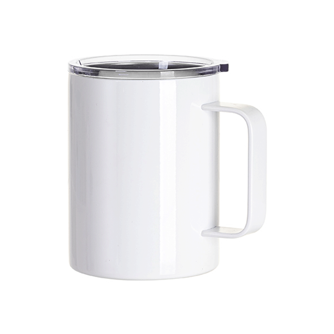 Pearl Coating™ 13oz/400ml Sublimation Stainless Steel Coffee Cup with Clear Flat Lid & Handle - Pack of 5 - Joto Imaging Supplies Canada