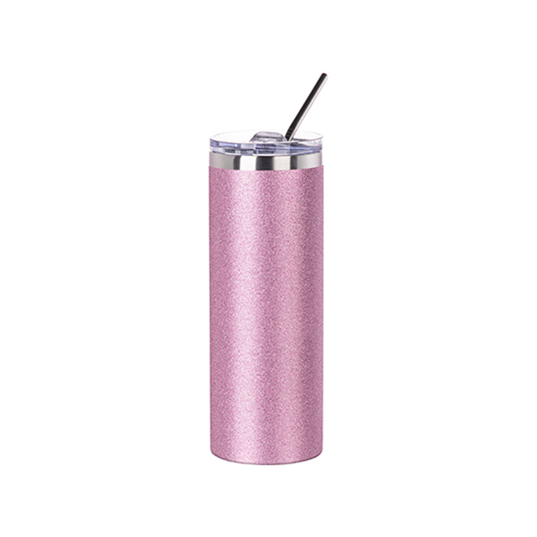Pearl Coating™ 20oz/600ml Sublimation Glitter Stainless Steel Silver Skinny Tumbler with Straw & Lid - Pack of 5 - Joto Imaging Supplies Canada