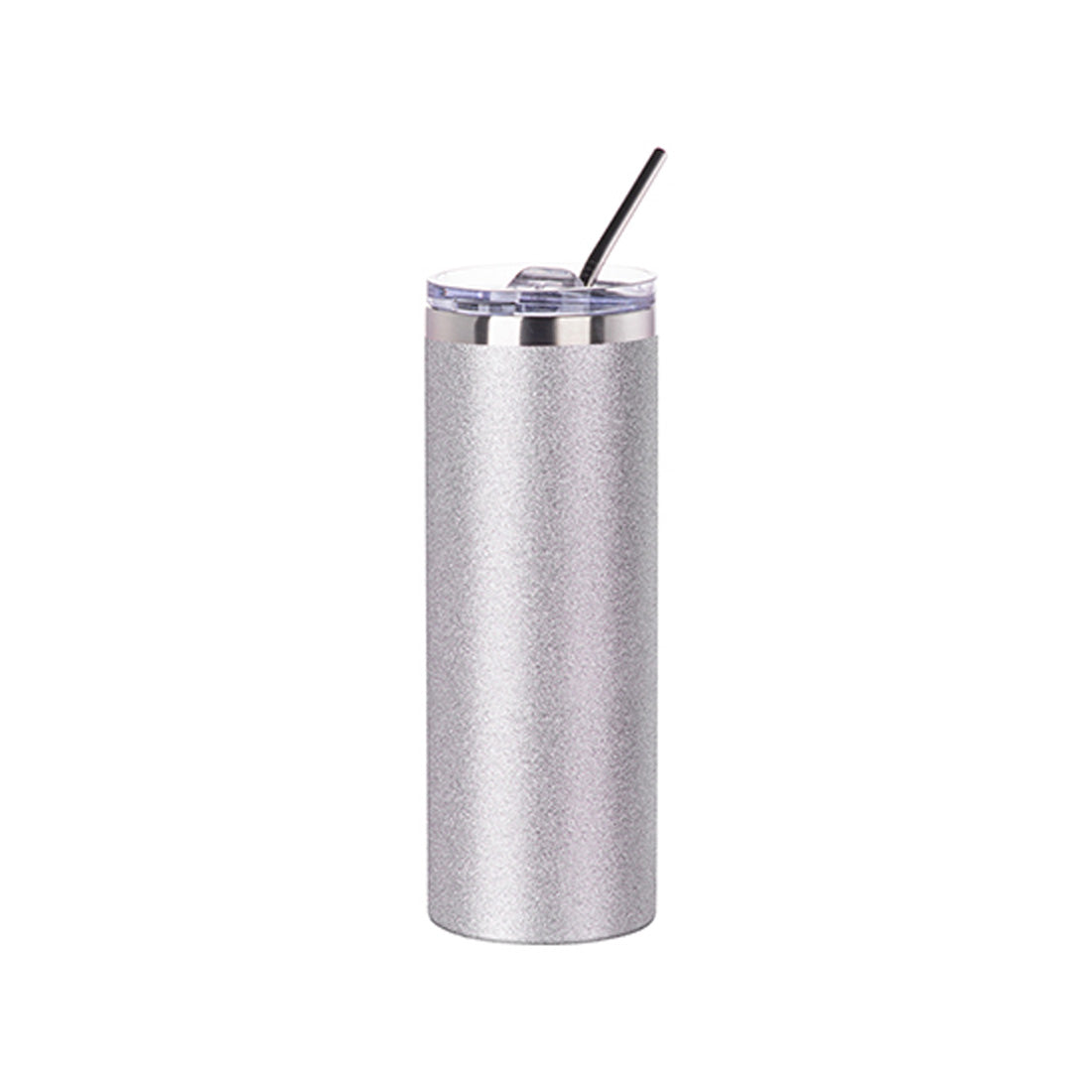 Pearl Coating™ 20oz/600ml Sublimation Glitter Stainless Steel Silver Skinny Tumbler with Straw & Lid - Pack of 5 - Joto Imaging Supplies Canada