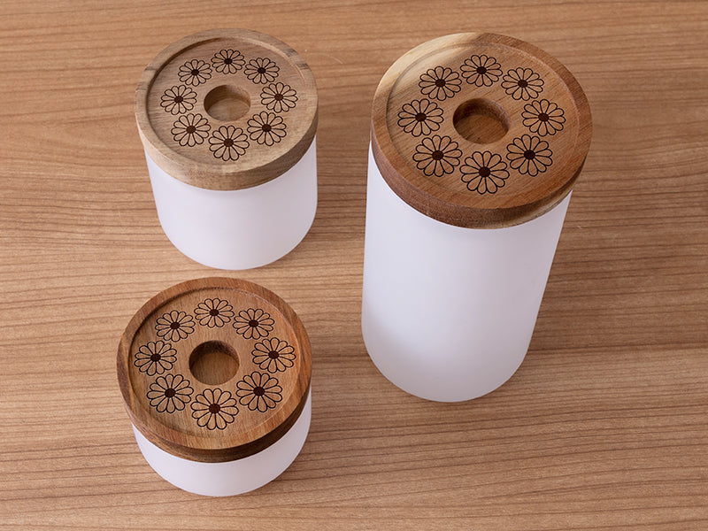 Pearl Coating™ Sublimation Glass Storage Jar with Acacia Wood Lid - Pack of 6 - Joto Imaging Supplies Canada