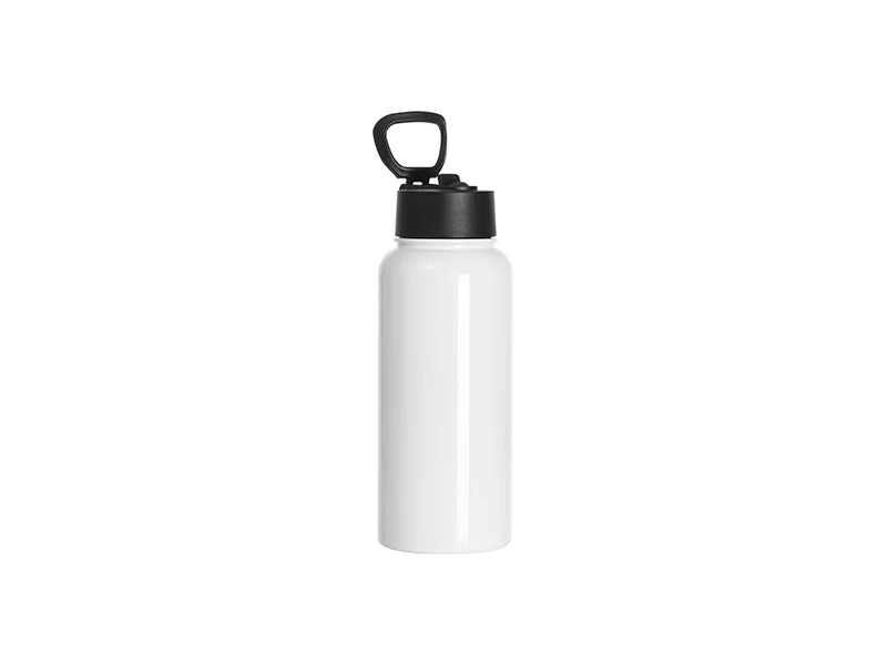 Stainless Steel White Water Bottle with lid