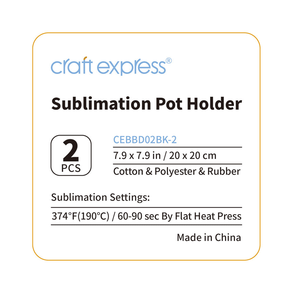 Craft Express 2 Pack Black Sublimation Pot Holder with Pocket - Craft Express Canada