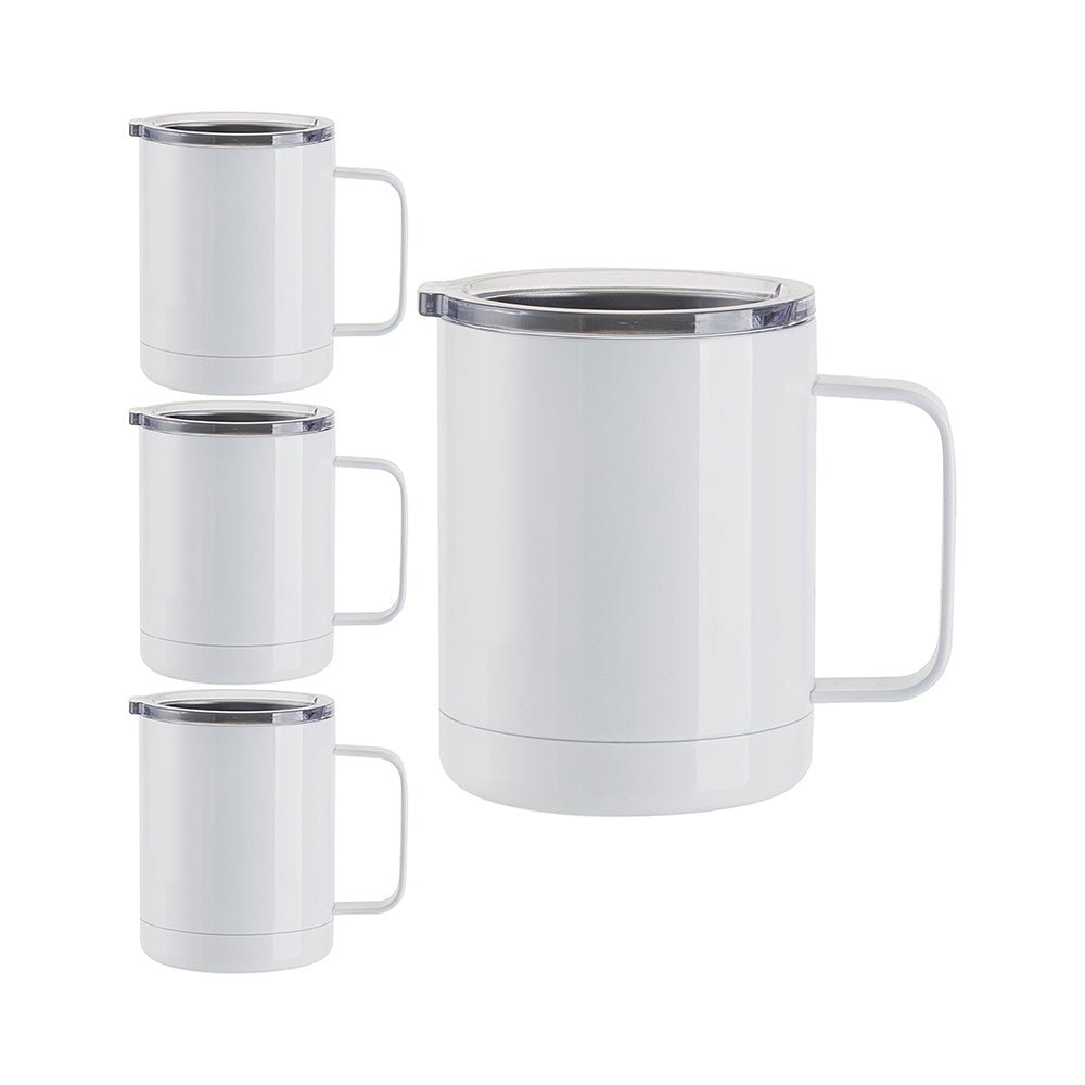 Craft Express 4 Pack 12 oz. Stainless Steel Sublimation Lidded Mugs - Craft Express Canada