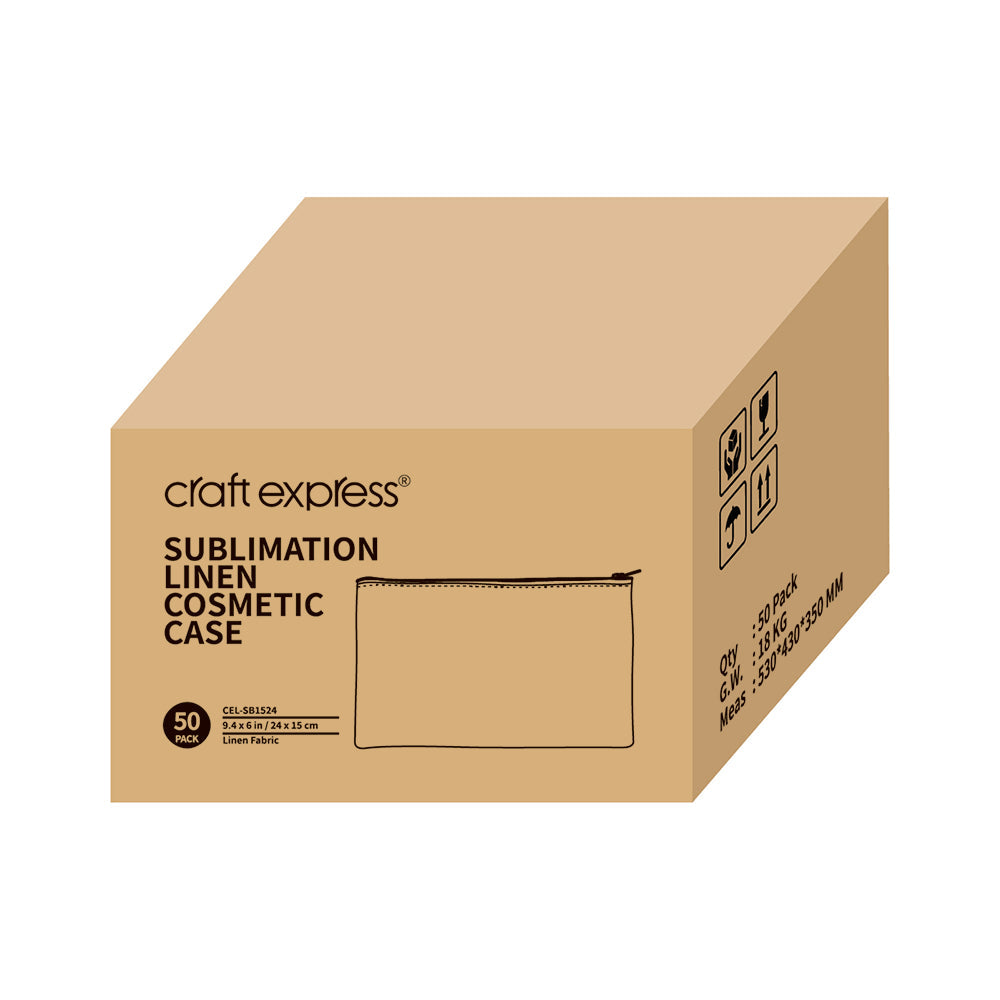 Craft Express 4 Pack Sublimation Linen Cosmetic Bag/Pencil Case - Craft Express Canada