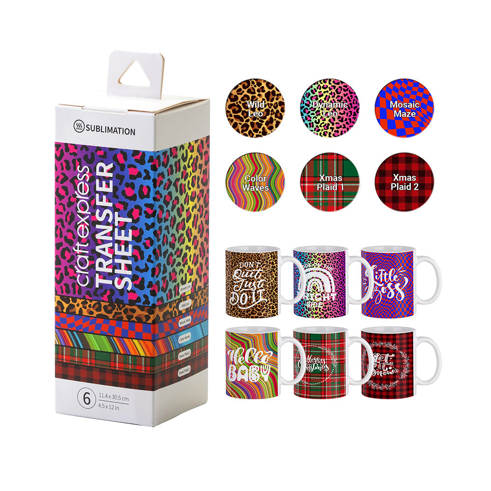 Craft Express 6 Pack of Assorted Sublimation Transfer Sheets II - 4.5 x 12 Inch Sheets - Craft Express Canada