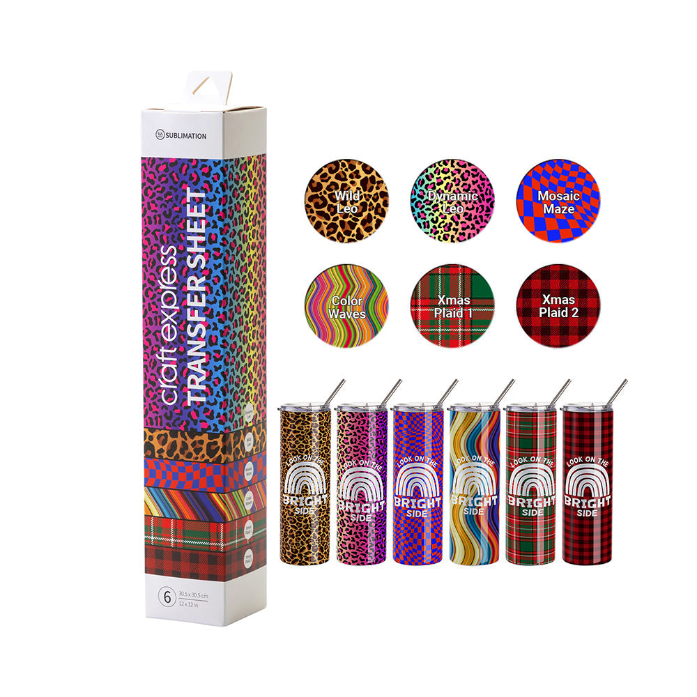 Craft Express 6 Pack of Assorted Sublimation Transfer Sheets II - 12 x 12 Inch Sheets - Craft Express Canada