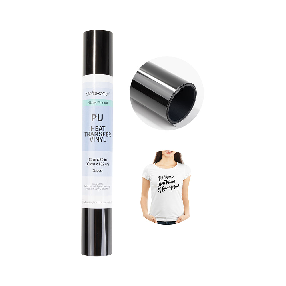 Craft Express Black Glossy Heat Transfer Vinyl Roll - Craft Express Canada