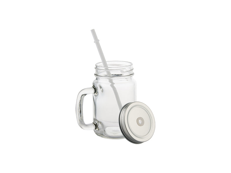 Pearl Coating™ 12oz Sublimation Circular Mason Jar with Straw Clear - Case of 36 - Joto Imaging Supplies Canada