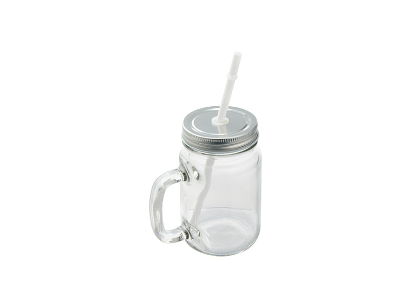 Pearl Coating™ 12oz Sublimation Circular Mason Jar with Straw Clear - Case of 36 - Joto Imaging Supplies Canada