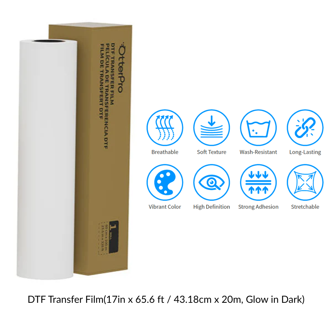 DTF Glow in the dark Transfer Film (17in x 65.6 ft / 43.18cm x 20m, Glow in Dark) - Joto Imaging Supplies Canada