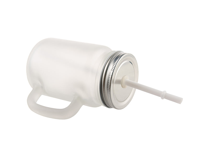 Pearl Coating™ 12oz Sublimation Circular Mason Jar with Straw Clear - Case of 36 - Joto Imaging Supplies Canada