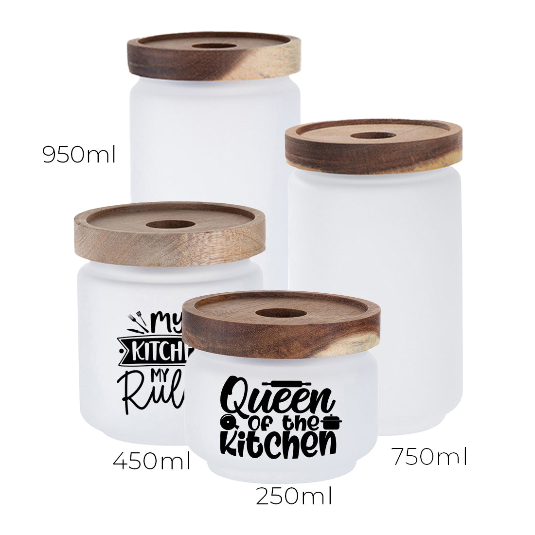 Pearl Coating™ Sublimation Glass Storage Jar with Acacia Wood Lid - Pack of 6 - Joto Imaging Supplies Canada