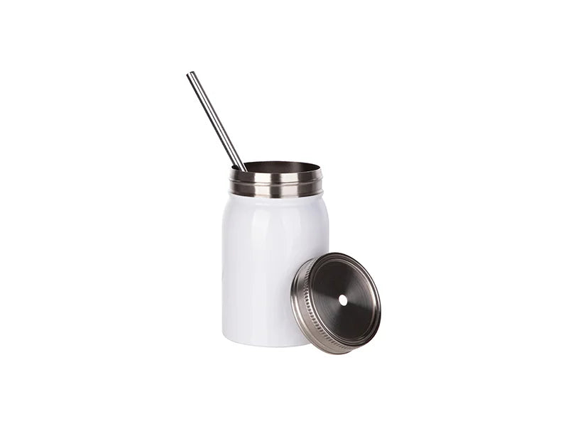 Pearl Coating™ 17oz Sublimation White Stainless Steel Mason Tumbler with Straw - Pack of 5 - Joto Imaging Supplies Canada