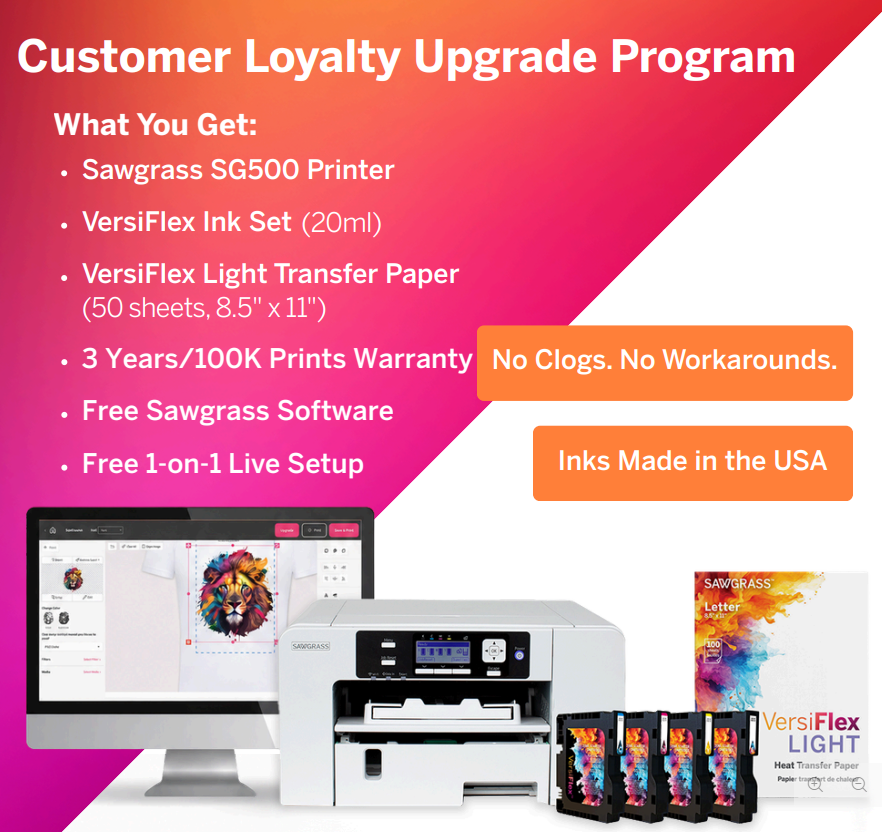Sawgrass SG500 Printer VersiFlex Upgrade Loyalty Bundle