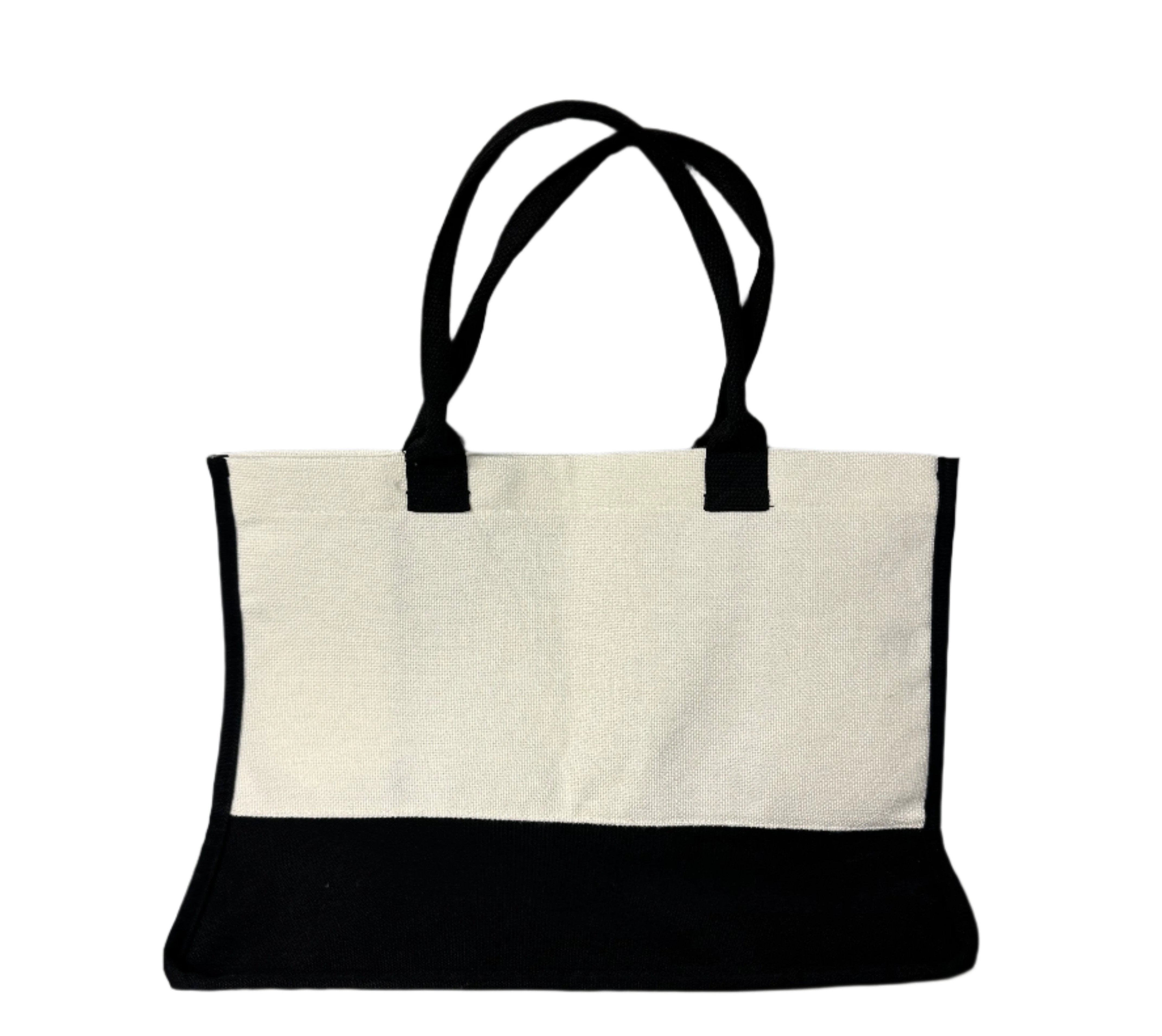 Pearl Coating™ Sublimation Linen Black and White Shopping Bag - Pack of 10 - Joto Imaging Supplies Canada