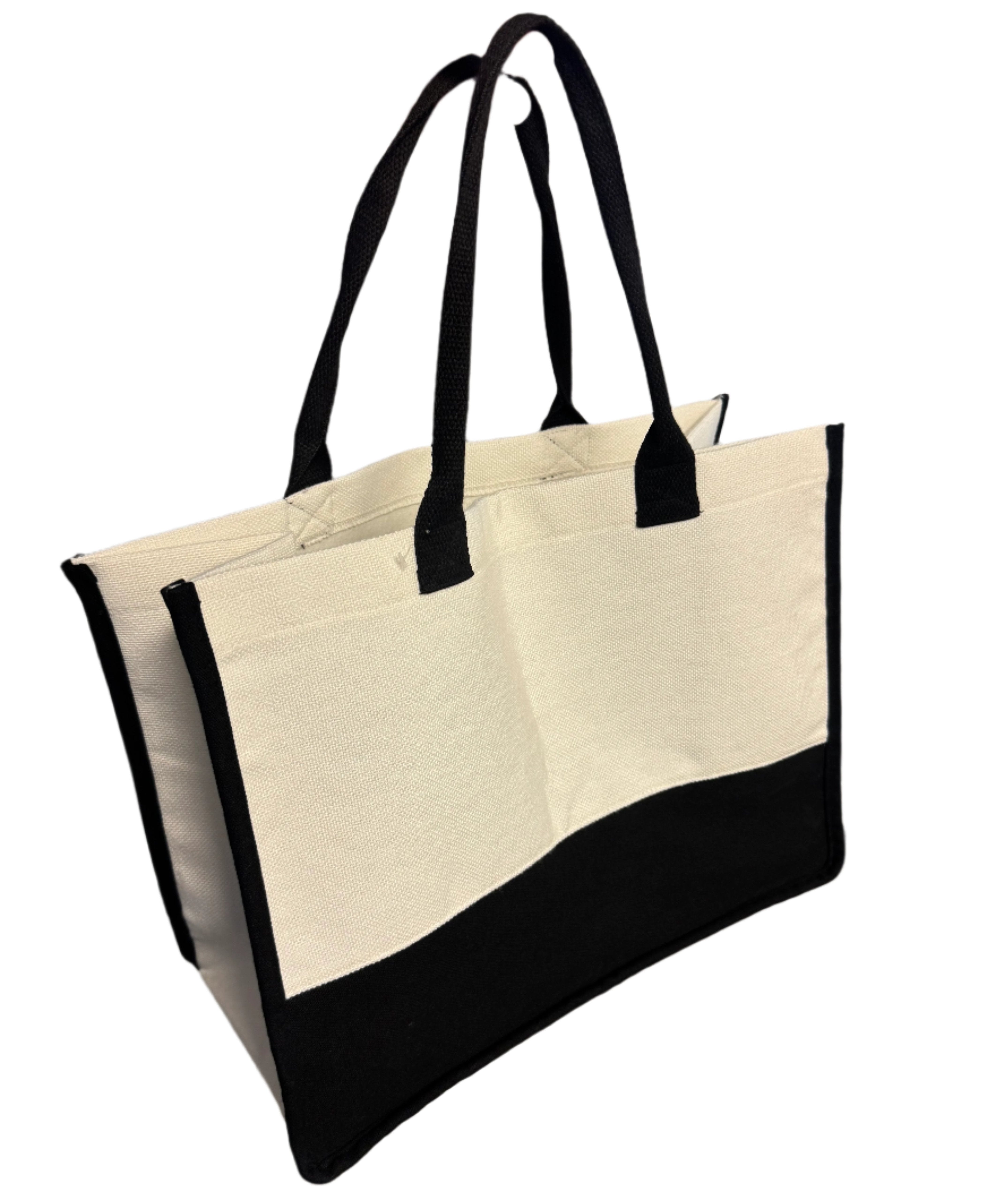 Pearl Coating™ Sublimation Linen Black and White Shopping Bag - Pack of 10 - Joto Imaging Supplies Canada