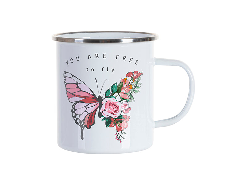 Craft Express 6-Pack 17oz/500ml Enamel Cup w/ Flat Bottom (White) - Craft Express Canada