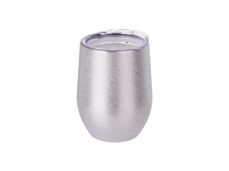 Pearl Coating™ 12oz Sublimation Stainless Steel Stemless Wine Cup with Lid Silver - Pack of 5 - Joto Imaging Supplies Canada