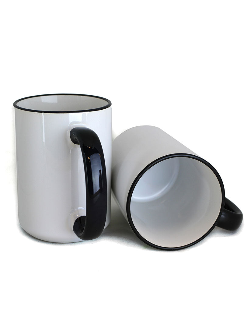 Pearl Coating™ 15oz Sublimation Black Rim and Handle Mug - Case of 36 - Joto Imaging Supplies Canada