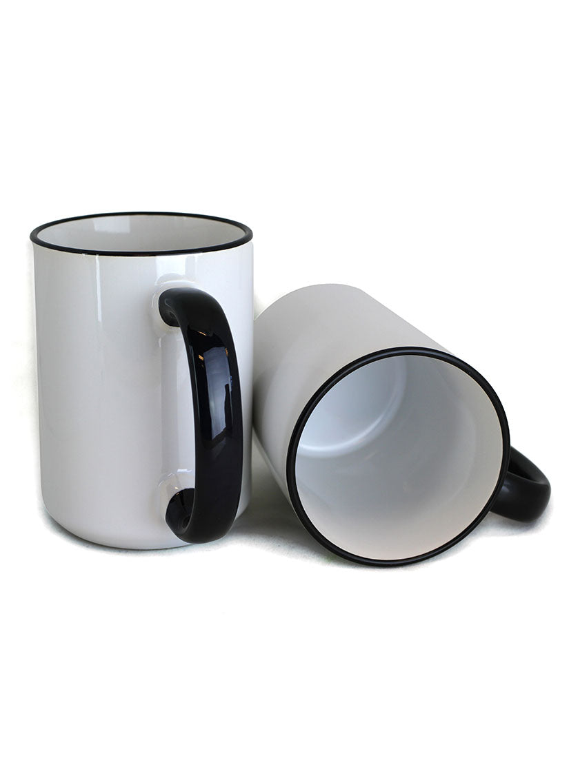 Pearl Coating™ 15oz Sublimation Black Rim and Handle Mug - Case of 36 - Joto Imaging Supplies Canada