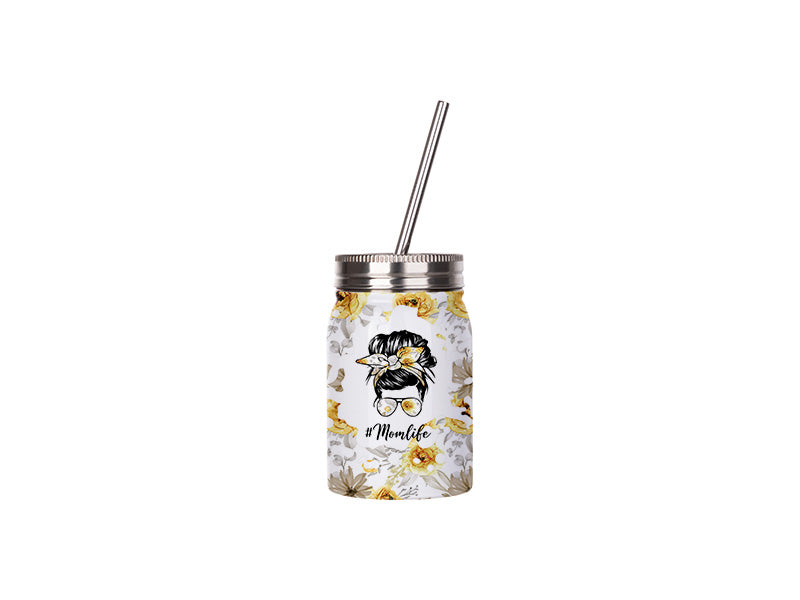 Pearl Coating™ 17oz Sublimation White Stainless Steel Mason Tumbler with Straw - Pack of 5 - Joto Imaging Supplies Canada