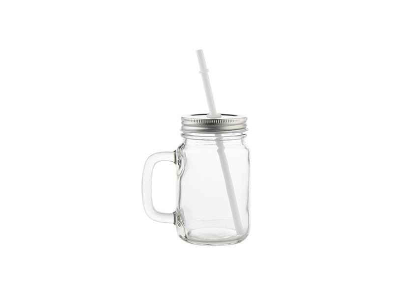 Pearl Coating™ 12oz Sublimation Circular Mason Jar with Straw Clear - Case of 36 - Joto Imaging Supplies Canada