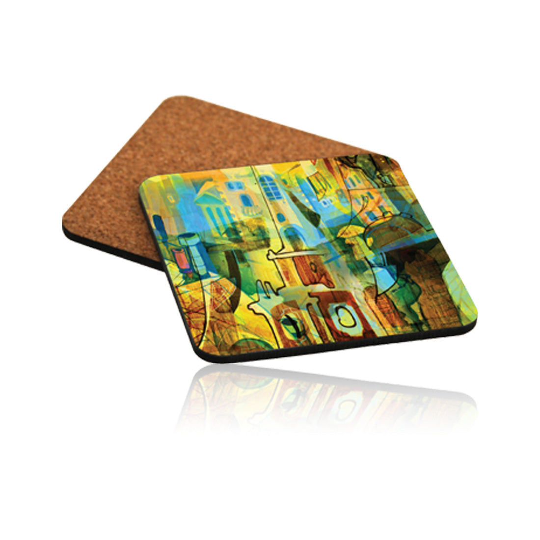 🎁 Pearl Coating™ Sublimation Coaster W/Cork Bottom Square 3.75
