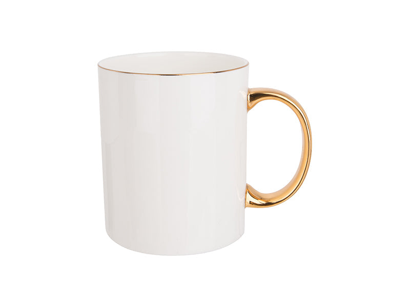 Pearl Coating™ Sublimation 10oz Bone China White Mug with Gold Rim and Handle - Pack of 6 - Joto Imaging Supplies Canada