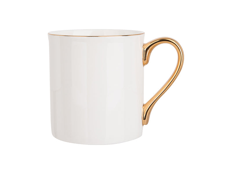 Pearl Coating™ Sublimation 10oz Bone China White Mug with Gold Rim and Handle - Pack of 6 - Joto Imaging Supplies Canada