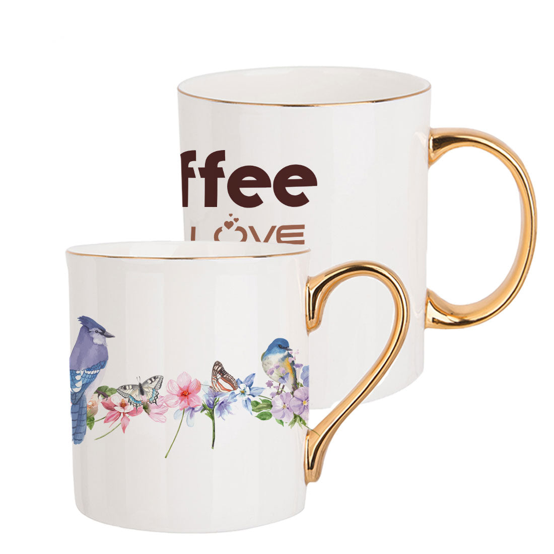 Pearl Coating™ Sublimation 10oz Bone China White Mug with Gold Rim and Handle - Pack of 6 - Joto Imaging Supplies Canada