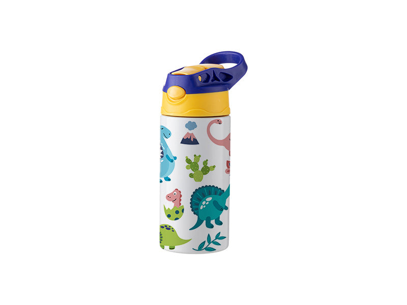Joto Pearl Coating™ 12oz Sublimation Kids Stainless Steel Bottle with Silicon Straw Cap - Case of 5 - Joto Imaging Supplies Canada