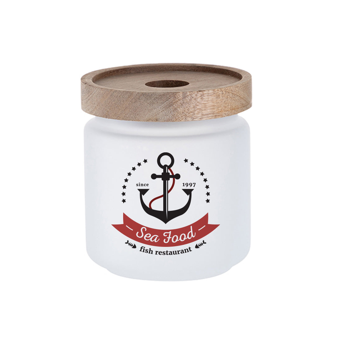 Pearl Coating™ Sublimation Glass Storage Jar with Acacia Wood Lid - Pack of 6 - Joto Imaging Supplies Canada