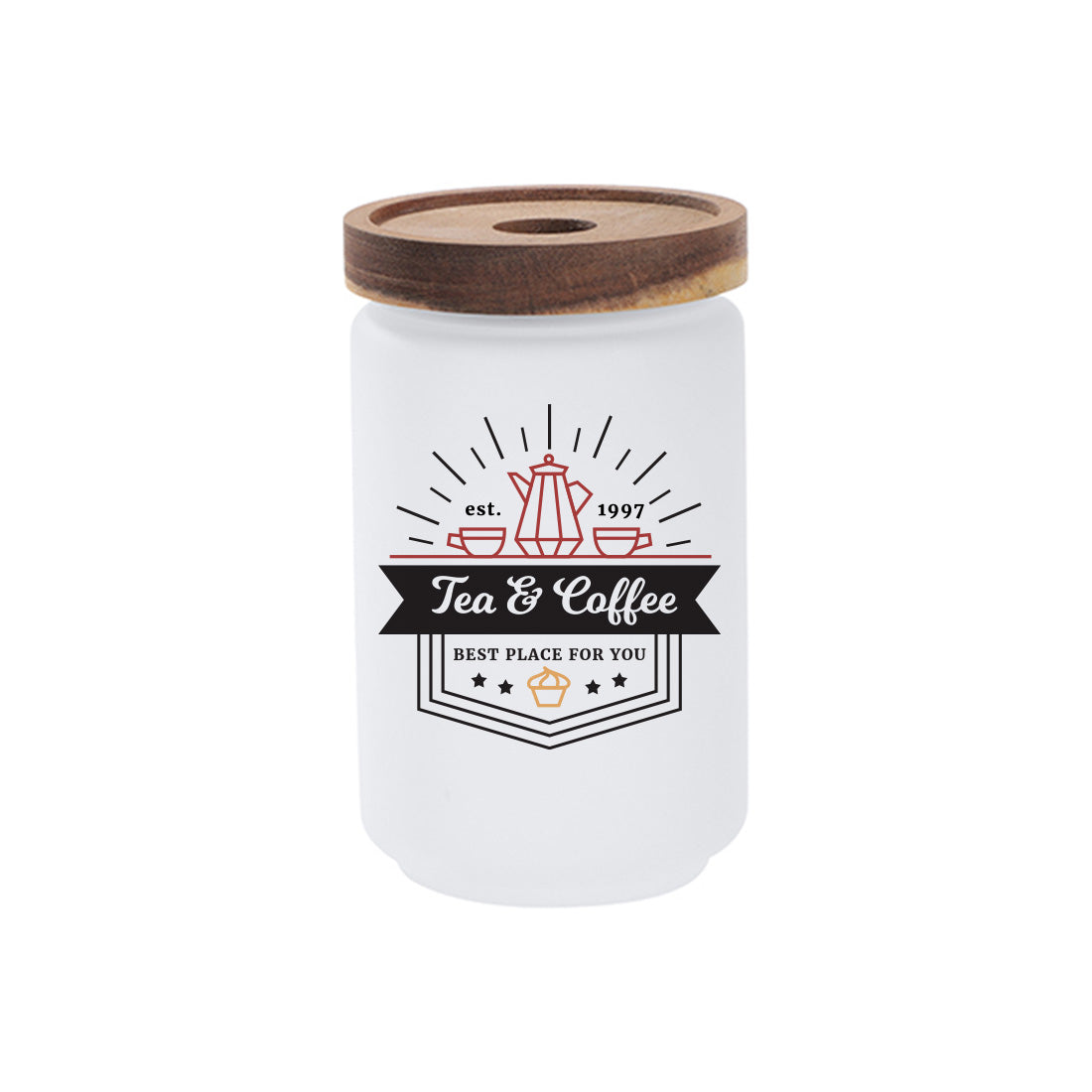 Pearl Coating™ Sublimation Glass Storage Jar with Acacia Wood Lid - Pack of 6 - Joto Imaging Supplies Canada