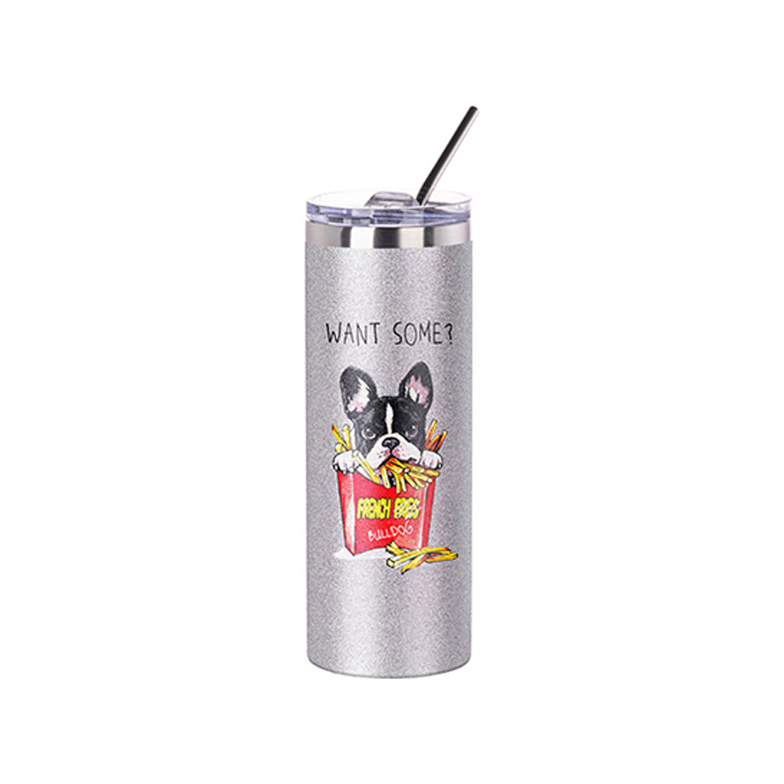 Pearl Coating™ 20oz/600ml Sublimation Glitter Stainless Steel Silver Skinny Tumbler with Straw & Lid - Pack of 5 - Joto Imaging Supplies Canada